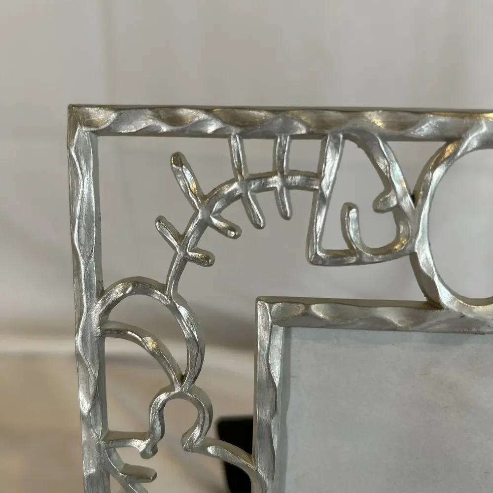 Silver Tone Picture Frame Cat Theme 9.5